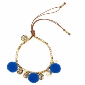 Milou-choice-Magentashop-armband-pompon-blauw-en-14k-goud