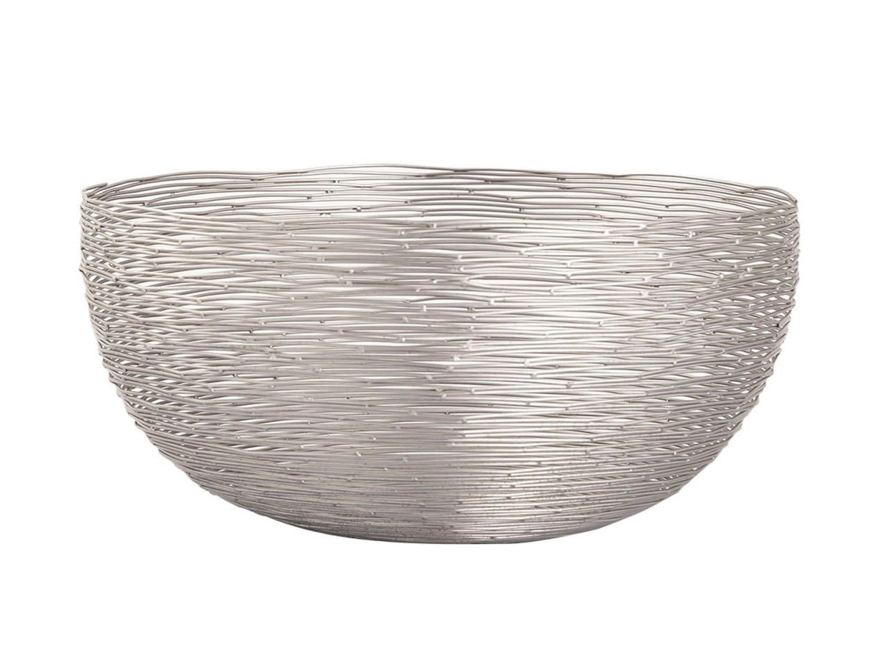 Fruitschaal ø 30 cm H 13 cm Broodmand Fruitmand Metaal rond zilver of goud zacht Metaal Draadstructuur - Afbeelding 3