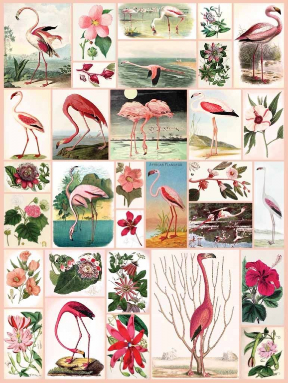 New York Puzzle Company Puzzel Flamingo's en Bloemen - 1000 stuks - Afbeelding 3
