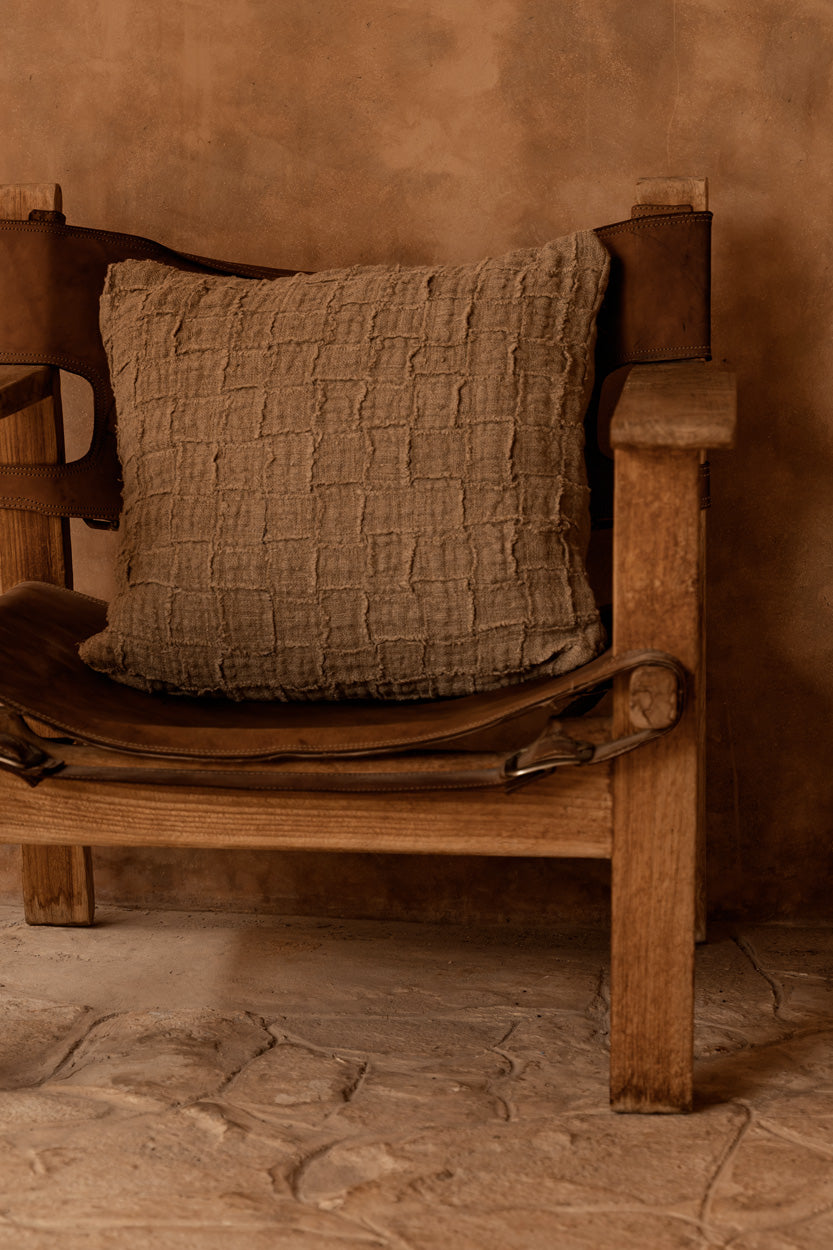 De Linen Damier Kussensloop - Naturel - Afbeelding 5